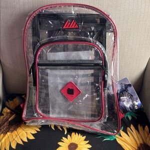 Clear Summit Ridge Backpack with Red and Black Trim